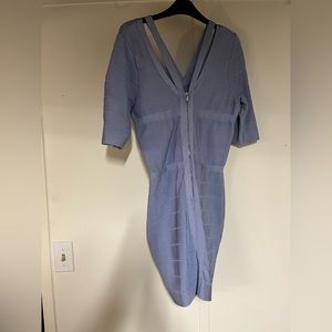 Thick fabric light blue zipper sweater mini VENUS dress